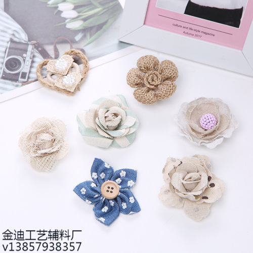 Factory Direct Cross-Border Exclusive Cotton and Linen Handmade Flower Fabric Flower Clothes Shoes and Hats Decorative Brooch Hair Accessories Flower