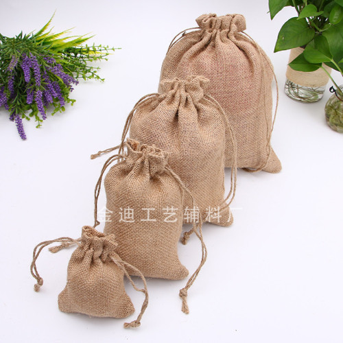 Factory Direct Sales Exclusive for Cross-Border Environmentally Friendly Cotton and Linen Packaging Bag Yellow Sack Drawstring Sack Multiple Styles Available