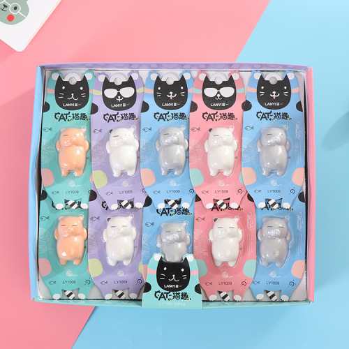 Blue One Stationery Cute Cat Modeling 3D Eraser Ly1009 Learning Stationery Small Gift for Children
