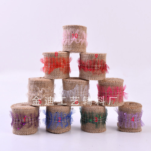 factory direct cross-border dedicated color mesh linen roll diy handmade christmas wedding festival crafts