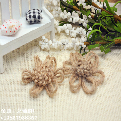Factory Direct Sale Special for Cross-Border New Hot-Selling Hemp Rope flower Wedding Party Decoration Hemp Rope Flower DIY Jewelry Decoration