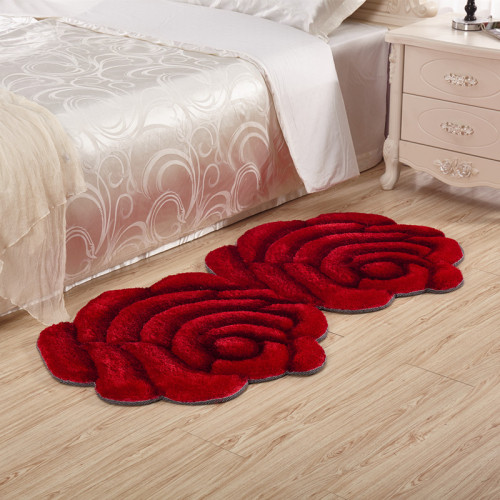 3d superfine silk ultra-fine-meshed thickening rose floor mat bedroom bedside blanket simple modern corridor carpet doormat