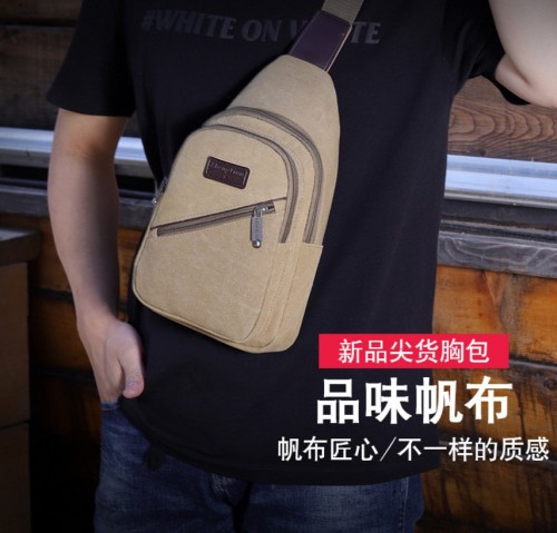 men‘s canvas bag men‘s chest bag crossbody shoulder bag casual small backpack sports chest bag