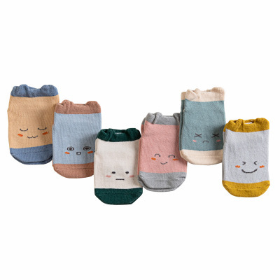19 new Korean children's socks with shallow mouth and low upper floor socks for infants and children children, three-dimensional expression boat socks