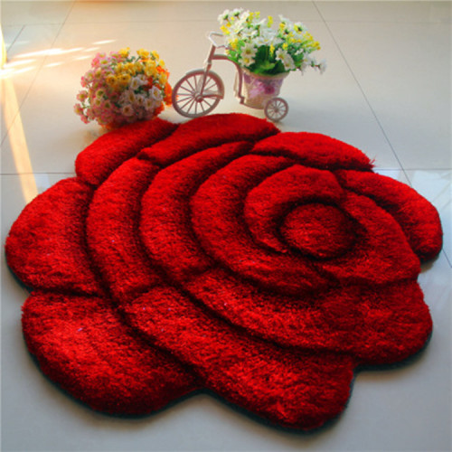 Red Sun Carpet 3d South Korean Silk Living Room Blanket Wedding Rose Shaped Carpet Bedside Pad Bay Window Floor Mat