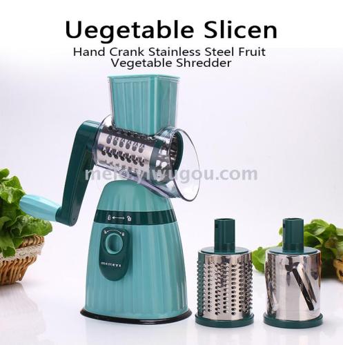 hand roller rotating cutting device， cutter， slicer， grinder， three-in-one vegetable cutter
