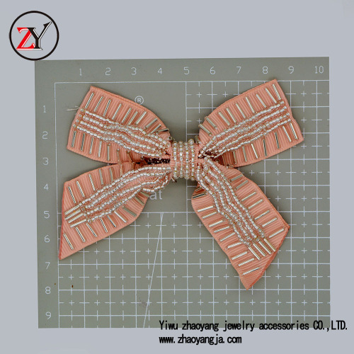 Factory Direct Supply Pink Sweet Wind Beaded Bow Shoe Buckle Handmade Shoe Flower Spot Product Zy080811