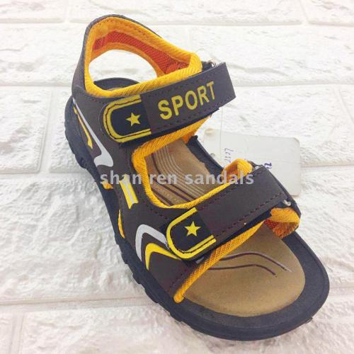 new printed black sole beach sandals children‘s casual sports non-slip sandals