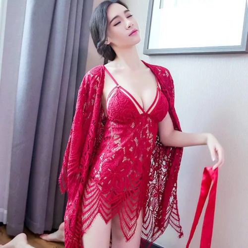 European and American Sexy Underwear Pajamas New Charming Adult Sexy Suit Lace See-through Dress Wholesale