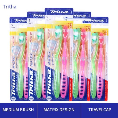 Tritha Matrix Double Vessel Suit Adult Toothbrush Neutral Soft Bristle 0.2mm Bristle with Sheath