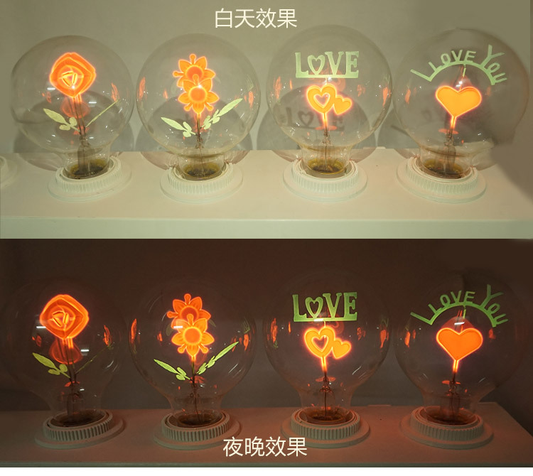 G80LED灯泡3W球泡表白奶茶店装饰火焰红色节能E27大螺口光源