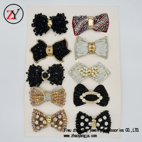 Factory Direct Sales Crystal String Beads Bowknot Shoe Accessory Yiwu Handmade Shoe Ornament Shoe Buckle Zy08104