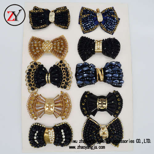 factory direct crystal string beads bowknot shoe ornament customizable high quality and low price zy081314