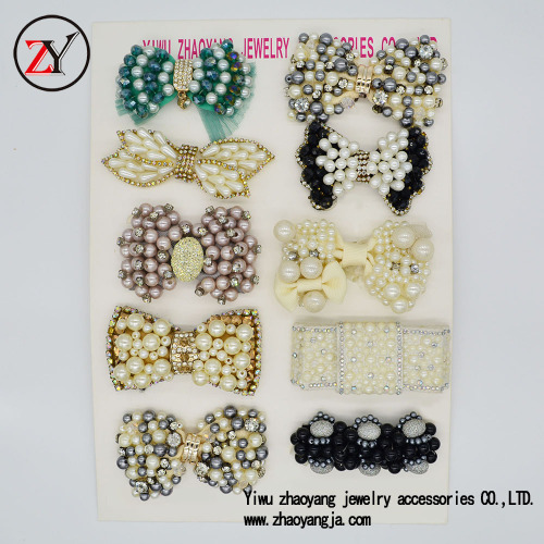 new arrival pearl beaded bow sandals shoe buckle shoe accessories yiwu handmade shoe flower zy08112