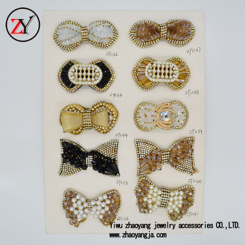 Factory Direct Sales Handmade Crystal String Beads Bow-Shaped Shoe Buckle Handmade Shoe Ornament Zy081013