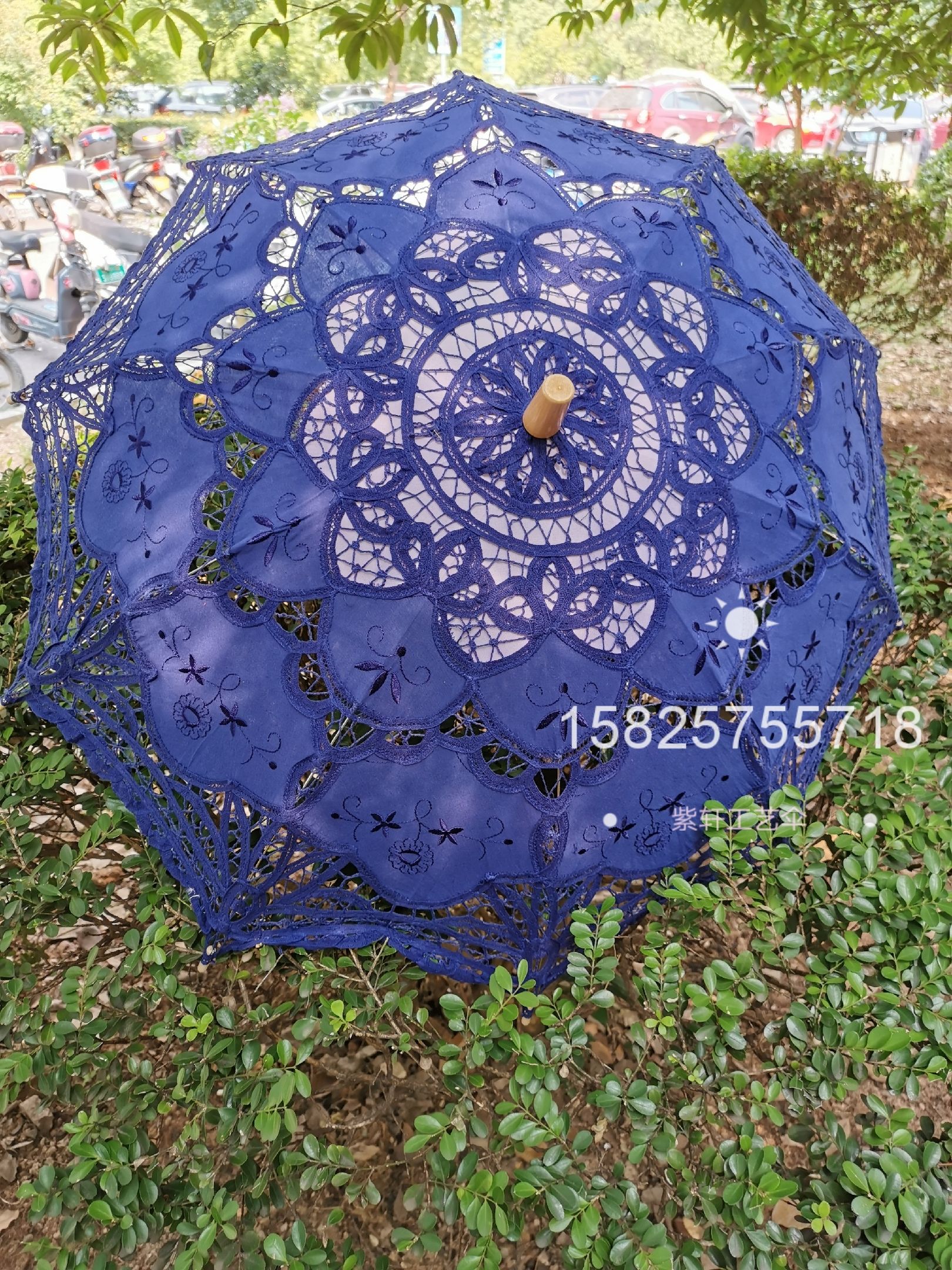 紫轩工艺伞手工花边长柄蕾丝伞阳伞新娘伞刺绣洋伞舞台走秀伞