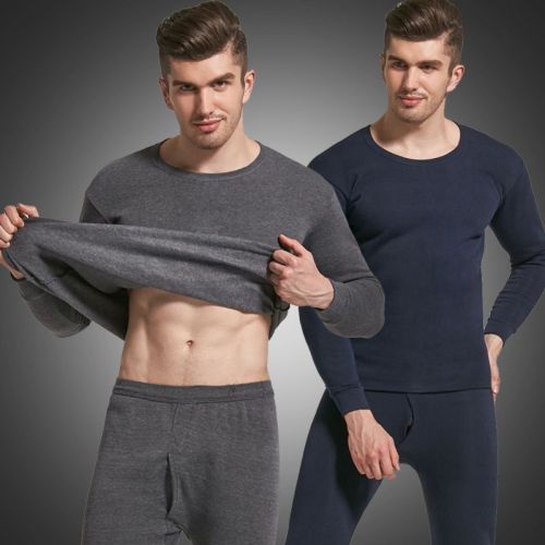 2022 men‘s thickened brushed underwear winter fashion slim-fit long johns round neck suit