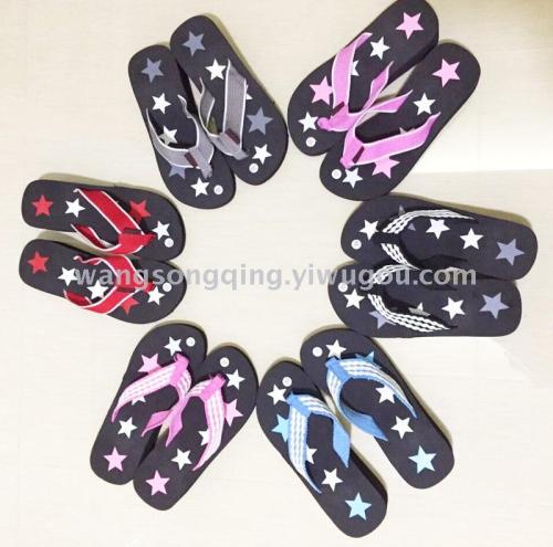 new foreign trade eva women‘s pu ni printed summer beach flip flops factory custom