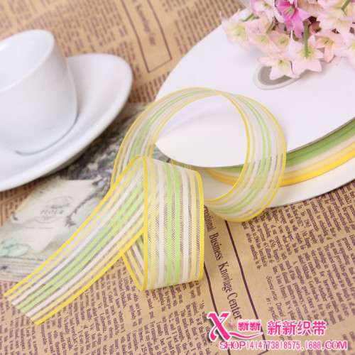 2.5cm Double-Sided Colorful Gradient Color Heat Transfer Printing Ribbon Colored Silk Ribbon Polyester Satin Ribbon