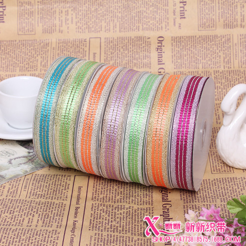 2cm exquisite gold and silver onion with stripes gold ribbon diy clothing accessories ribbon polyester ribbon factory direct sales