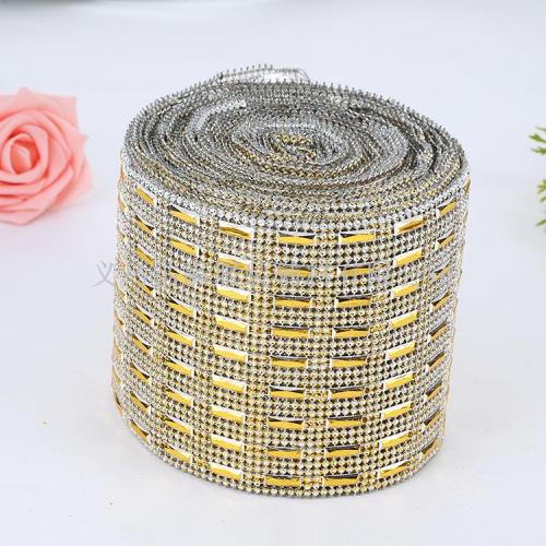 2019 Popular 9 Rows Golden Rectangle Thread Drill Gang Drill Net Drill Decorative Popular Ornament Clothes Accessories
