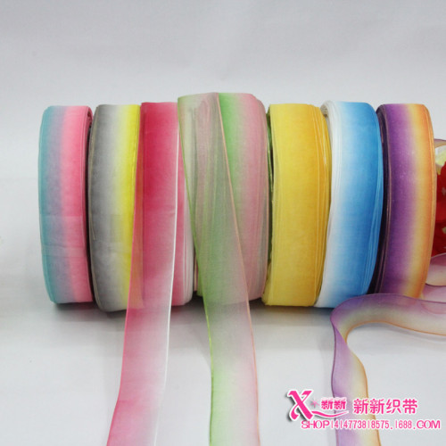 manufacturers supply high quality transparent snow yarn ribbon 8 points diy handmade bow headdress material headdress flower wholesale