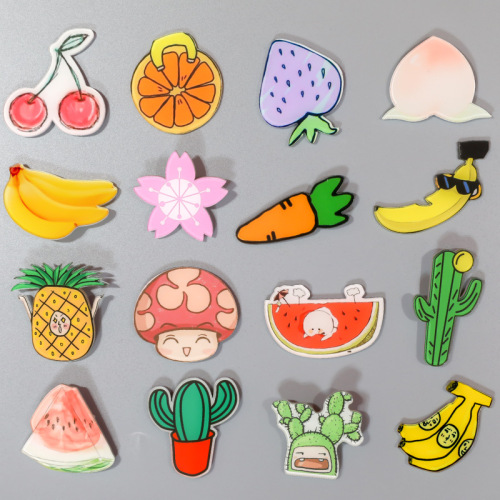 cute animal and plant fruit magnetic buckle magnet refrigerator stickers cartoon cactus magnetic stickers message stickers home decorations