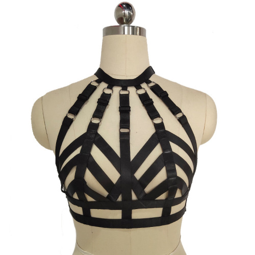 Lou Jiang Cross-Border E-Commerce Halter Hollow-out Dew Gothic Binding Extreme Temptation Harness Underwear O0752