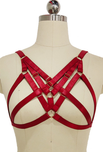 Lou Jiang Clothing Custom Multi-Color Optional Wine Red Cross Adjustable Sexy Harness Underwear O0750