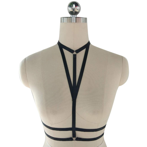lou jiang cross-border sexy lingerie manufacturer black halter waist elastic elastic bra one-piece delivery