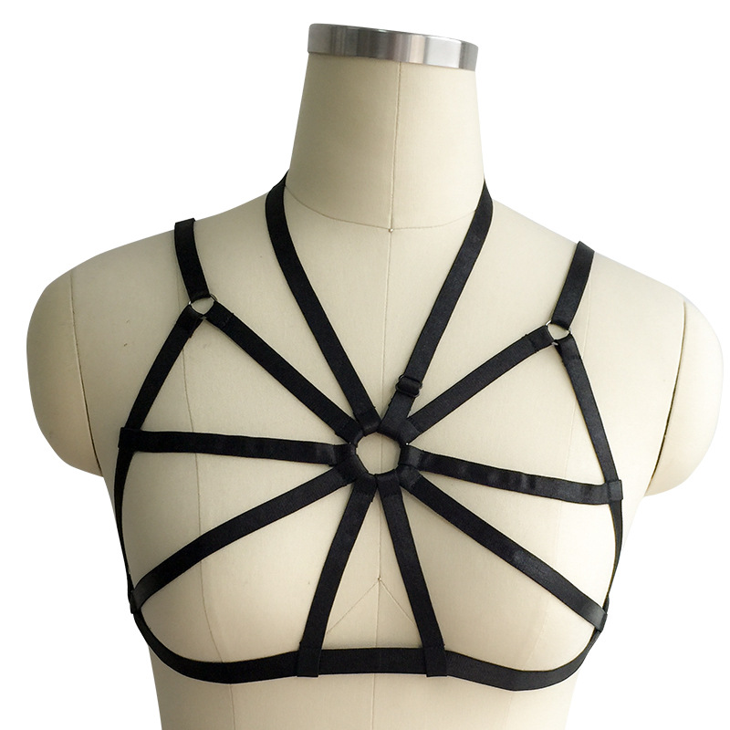 楼姜服饰 亚马逊热卖绑带情趣露乳弹力束缚线束内衣 o0279