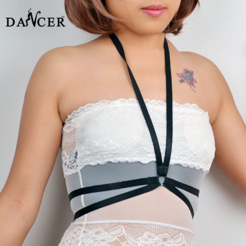 Foreign Trade European and American Popular Fashion Tie Top Sexy Black Body Harness Sexy Lingerie Women‘s Elastic Bra