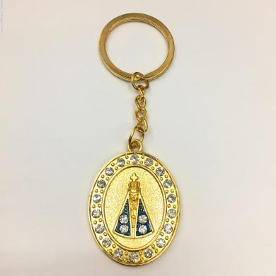 时尚个性镶钻镀金巴西宗教圣母女神旅游纪念品钥匙扣厂家直销定做