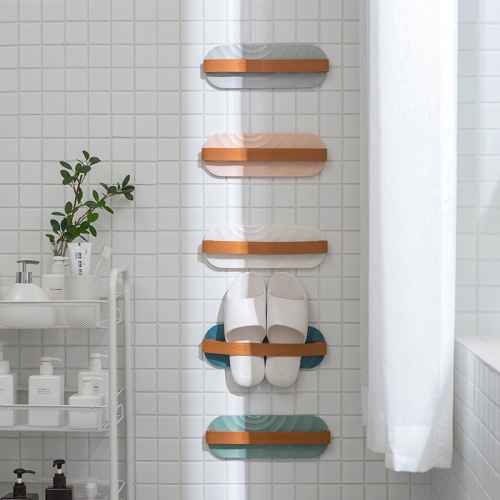 punch-free wall-mounted shoe rack shoe holder household toilet wall space saving drain slipper rack
