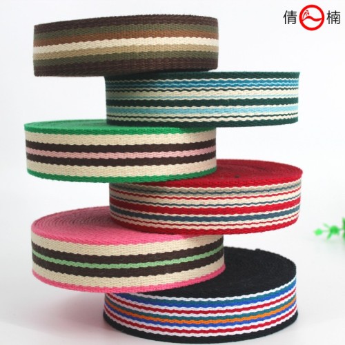 factory direct thickened cotton color striped ribbon bag shoulder strap canvas belt binding accessories