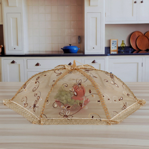 Natural Home New Food Cover Vegetable Cover Dust Cover Embroidered Mesh Cloth Steel Wire Table Cover Wholesale