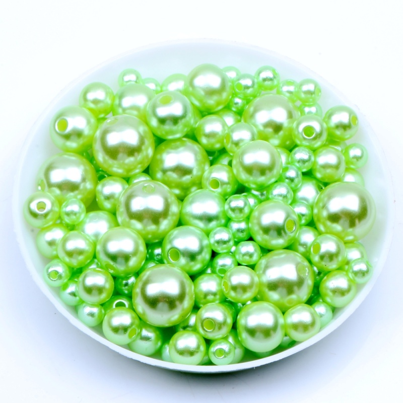 浅绿色穿孔珍珠直孔仿珍珠散珠 diy配件服装包包鞋子装饰辅料_义乌市