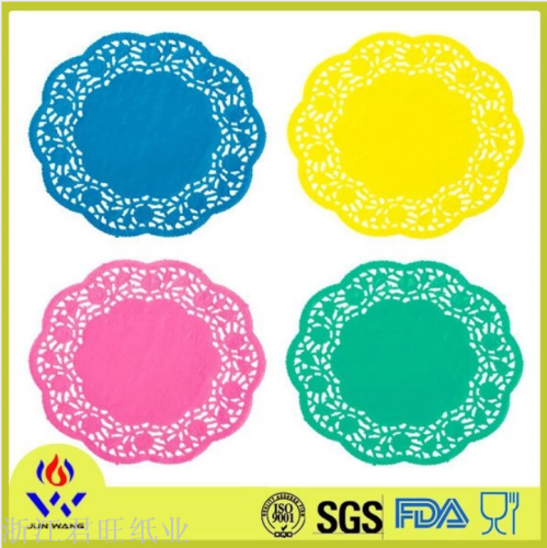 factory direct color pad plate paper disposable oil-proof hollow paper pad dessert dessert oil-absorbing paper flower bottom paper