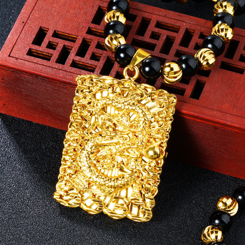 European Coin Gold Tyrant Pendant Plated 24K Real Gold Panlong Men‘s Tag No Color Fading Vietnam Alluvial Gold Necklace Accessories