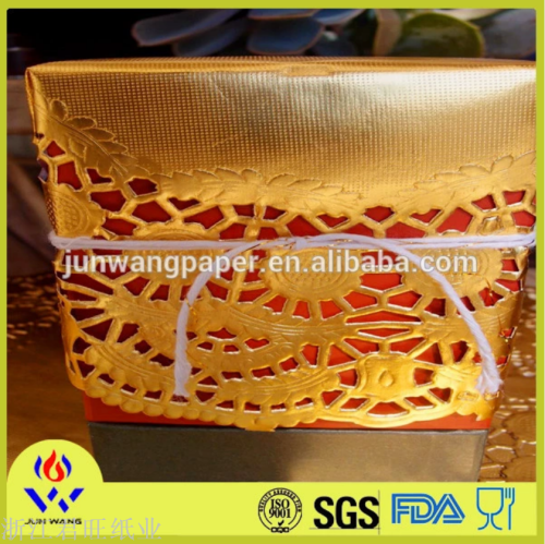 factory direct dessert pad paper disposable food paper pad golden flower bottom paper hollow-out flowery paper