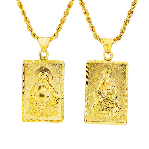 cross-border jewelry vietnam sand gold guanyin bodhisattva necklace tag maitreya brass plated 24k real gold men and women pendant