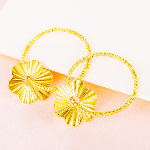 gold store same style sunflower car flower women‘s earrings gold-plated small flower round earrings vietnam sand gold car flower earrings