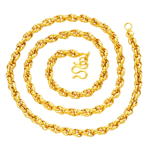 [Multi-Size Optional] Vietnam Sand Gold Twist Necklace Brass Plated 24K Gold O-Chain Necklace Cross-Border Accessories 