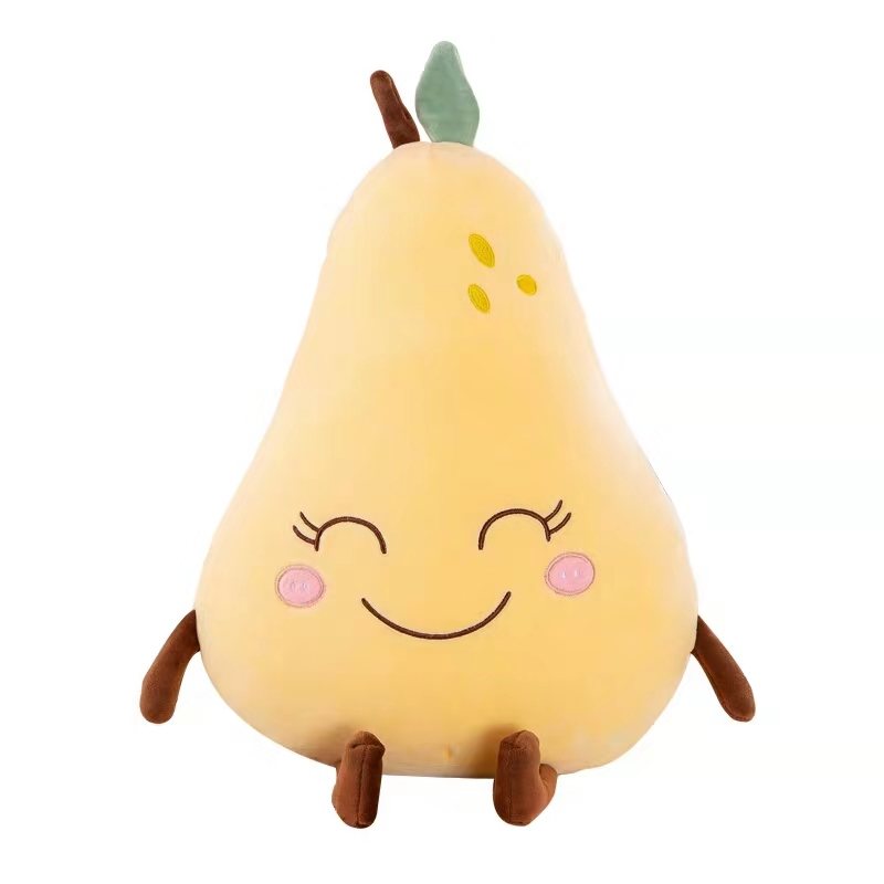 自产自销精品时尚毛绒玩具可爱梨创意毛绒娃娃四面弹娃娃抱枕