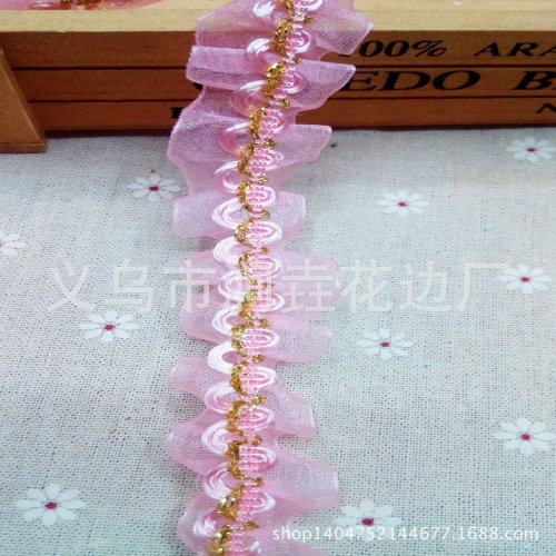 Wedding Celebration Decoration Supplies， 2.5cm Yarn Strip Discount Lace， with Golden Edge High-Grade Decorative Lace，