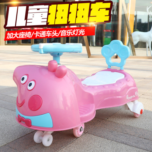 factory direct sales children‘s swing car cartoon baby swing car boys and girls scooter toy car with music lights