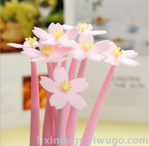 new soft glue flower gel pen creative stationery beautiful cherry blossom water pen girl heart series office signature pen