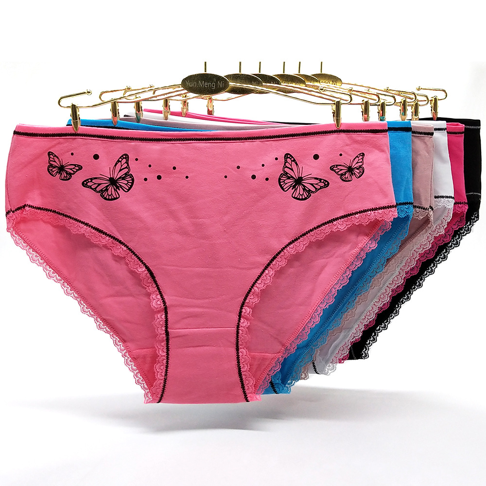 云梦妮俄罗斯外贸印花全棉女士内裤 大码女式妈咪裤现货厂家货源