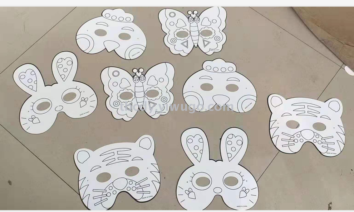 空白面具 动物卡通儿童涂色绘画 幼儿园纸质涂鸦手工diy美术材料