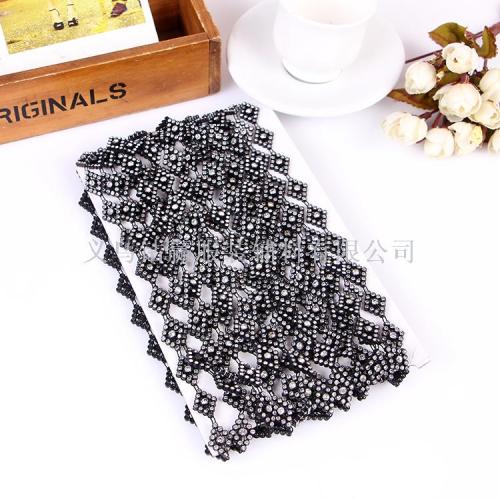 2019 new single black rhombus a crystal line drill gang drill ornament accessories clothing accessories